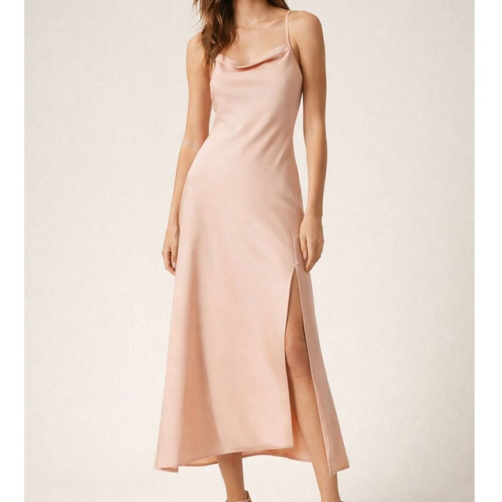 ASTR Gaia Nude Satin Slip Dress Size Medium